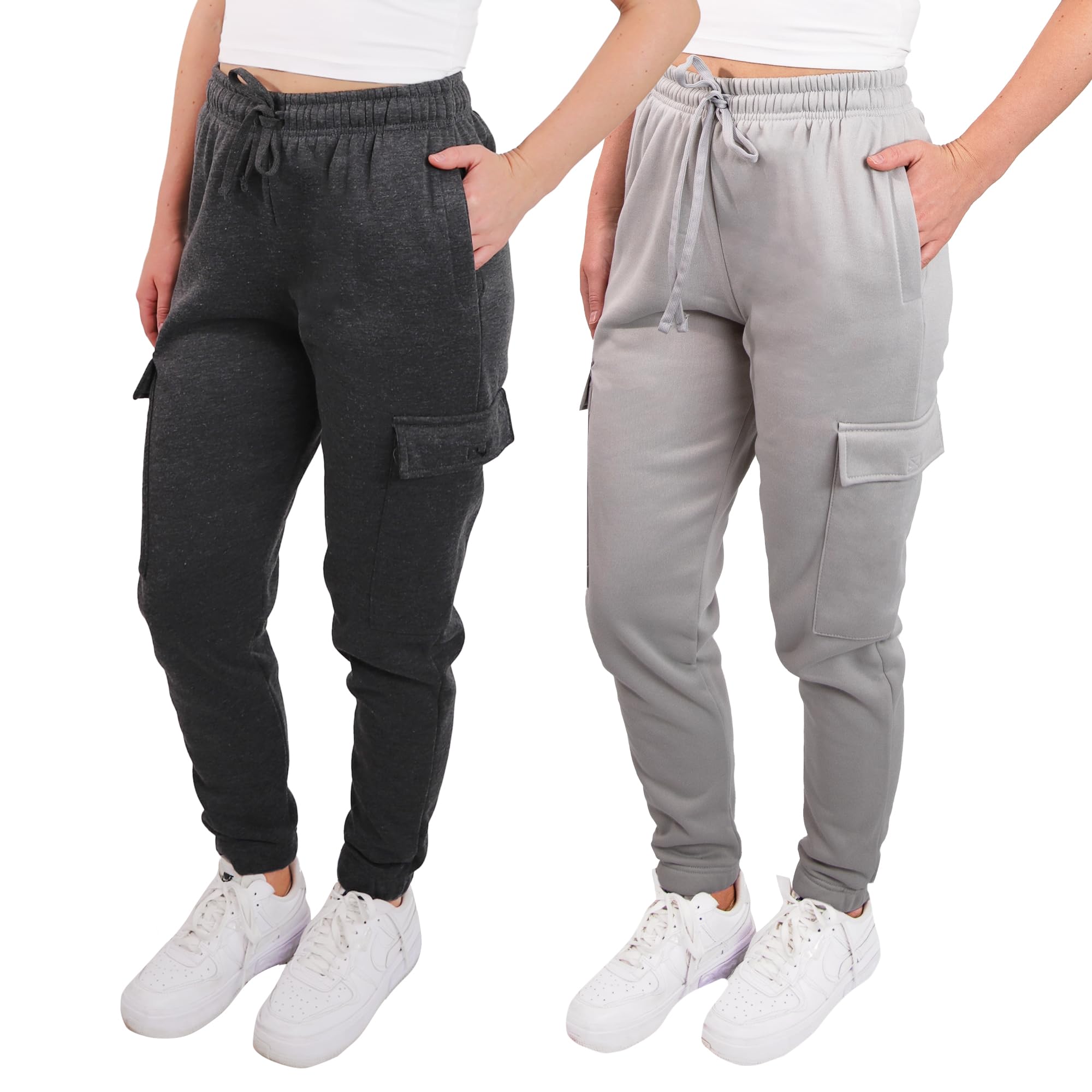 SPXTREME [2 Pack] Cargo Jogger Pants for Women Casual Lounge Sweatpants Ultimate Comfort and Super Soft Feel