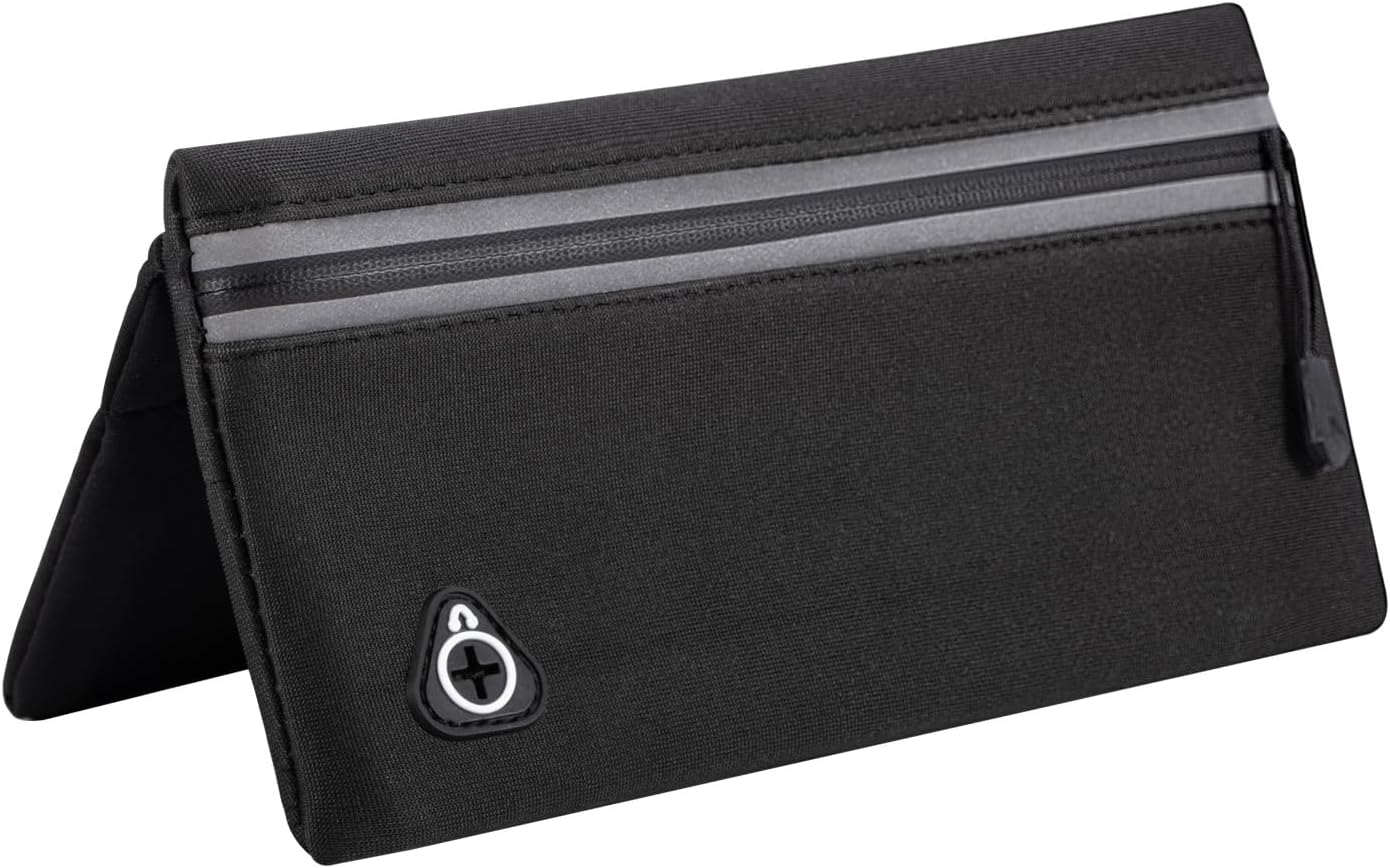 Magnetic Running Fanny Pack, Magnetic Running Pouch, Magnetic Running Fanny Pack Pouch for Women Men Runner, Magnetic Closure Pocket Waist Pack for Running Cycling Walking Hiking Travelling - Black L