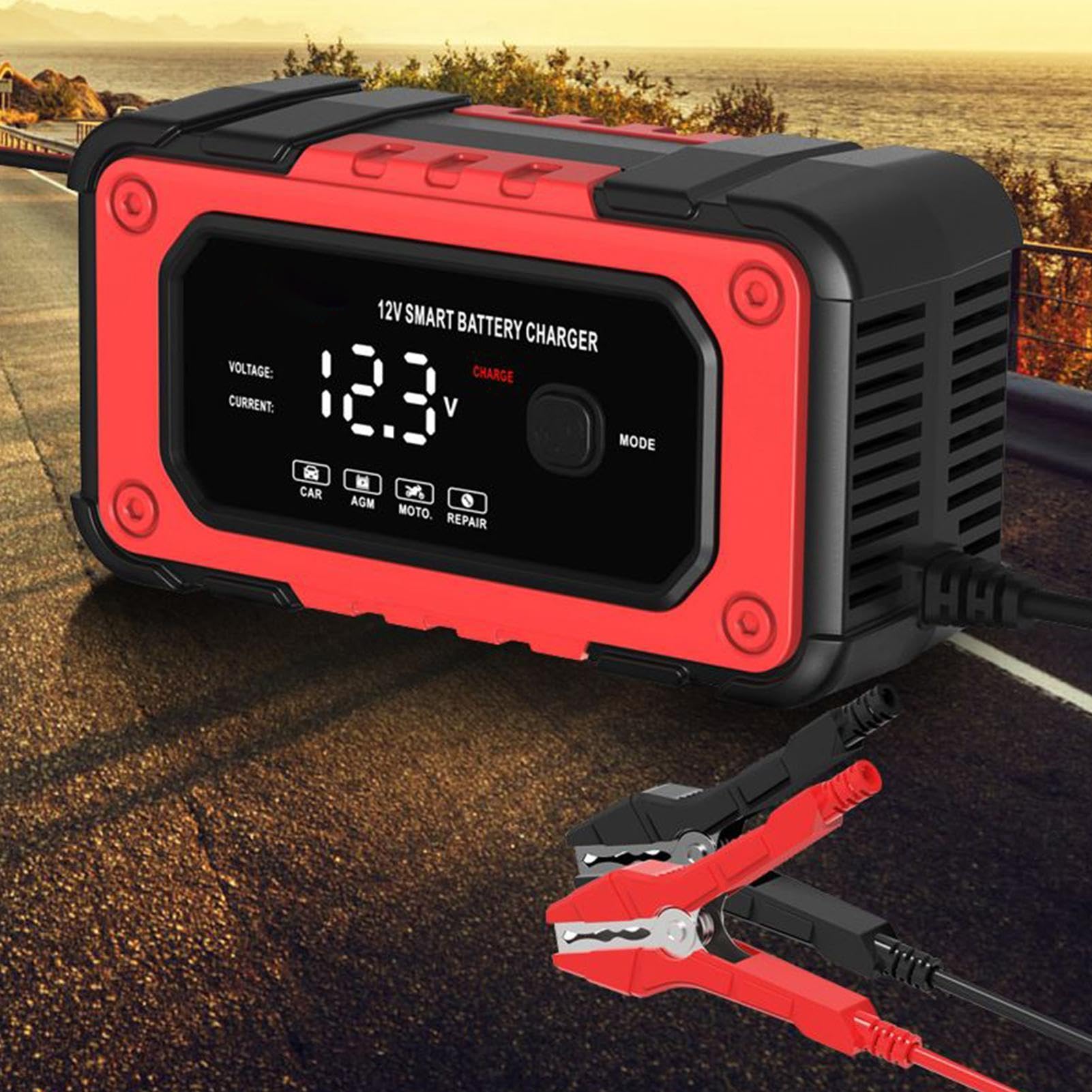 Caricabatterie per Auto Mantenitore Automatico Con Display LCD
