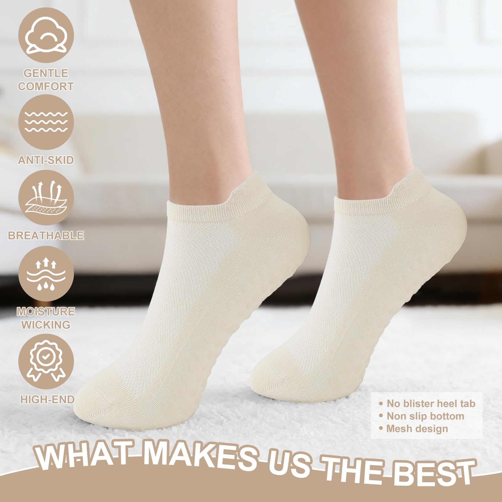 5 pares de calcetines de yoga antideslizantes para mujer, de algodón, para pilates, yoga, ballet, baile, gimnasio, con puntos de agarre de silicona