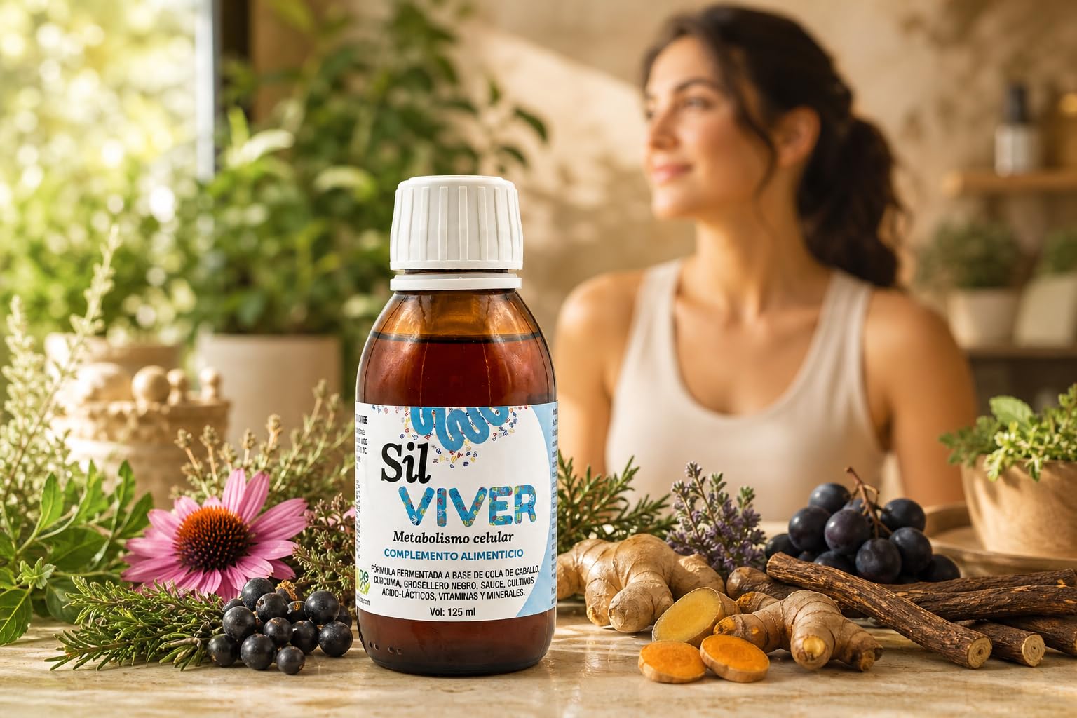 Microviver Sil VIVER 125ml Suplemento Simbiótico Líquido con Silicio y Probióticos para Bienestar Articular y Digestivo Vegano y sin Alcohol