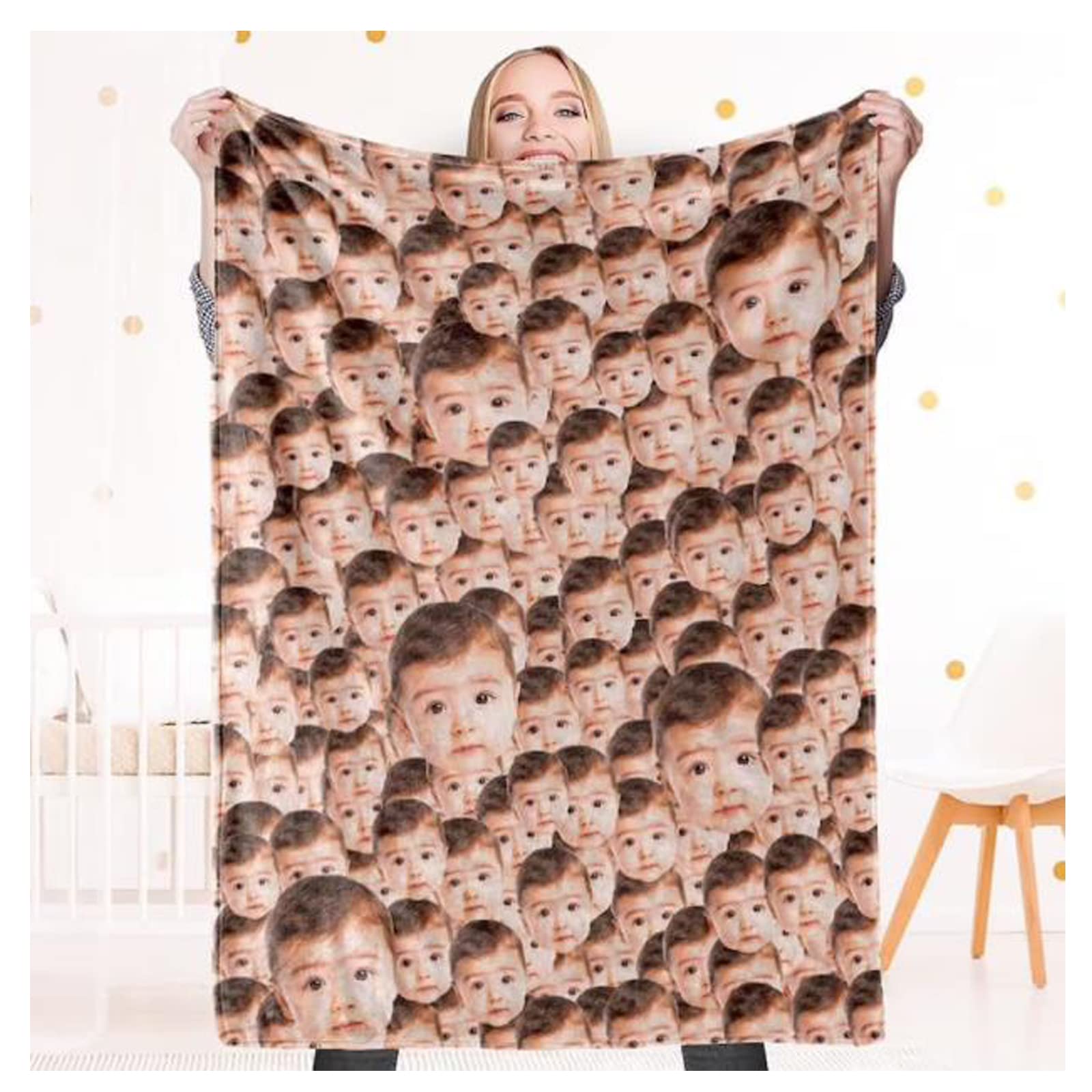 Couverture douce avec visages personnalisés contre le froid du soir