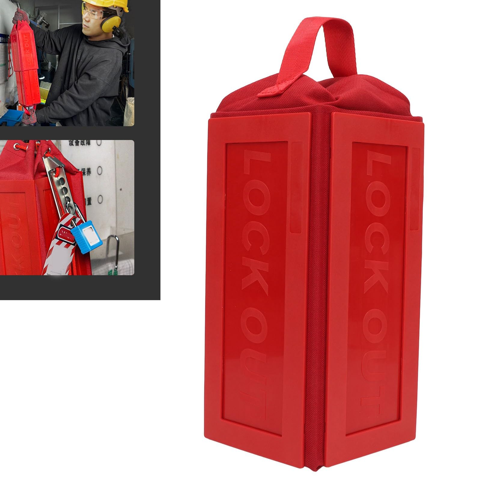 KLLJRFW BD D75 Pendant Control Safety Cover Foldable Lockout Tagout Oversized Plug Hoist Control Cover Tear Resistant Lockout Bag Lock Bag for Controls Switches