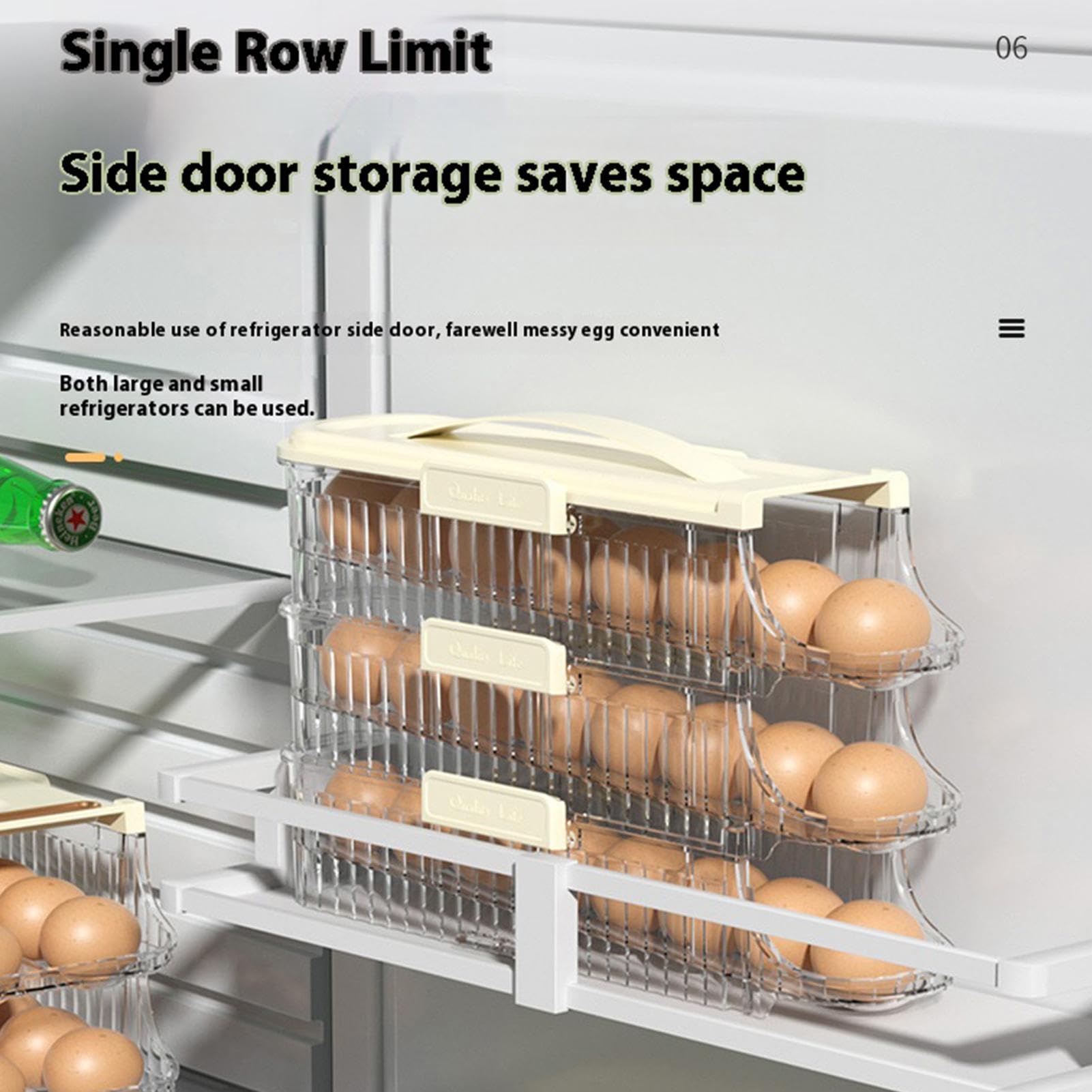 Eierdispenser voor koelkast | 3 lagen rollende eierdispenser, ruimtebesparende eierbewaarcontainer voor koelkast, eierrek voor koelkast, kast, keukenaanrecht
