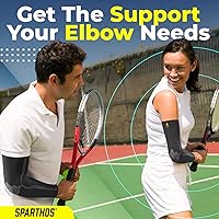 Vista 5 de Sparthos Mangas de compresión de brazo [negro medianoche - med] x coderas de tenis [paquete de 2]