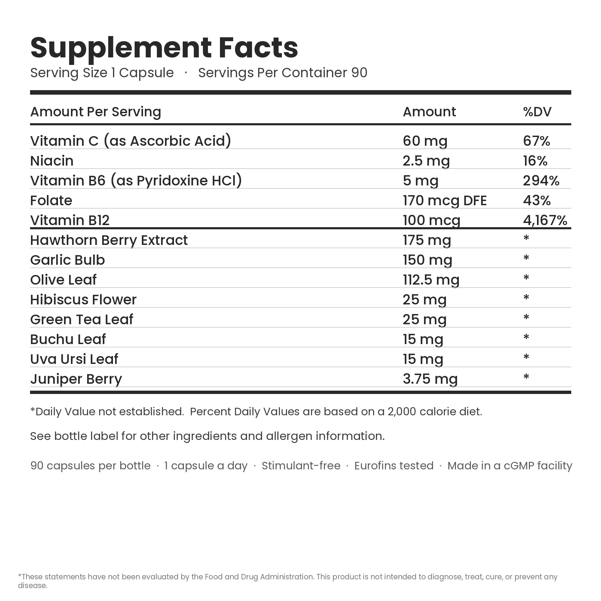 Blood Pressure Support Supplement, Hawthorn Hibiscus, 90 Count — Amazon image 8