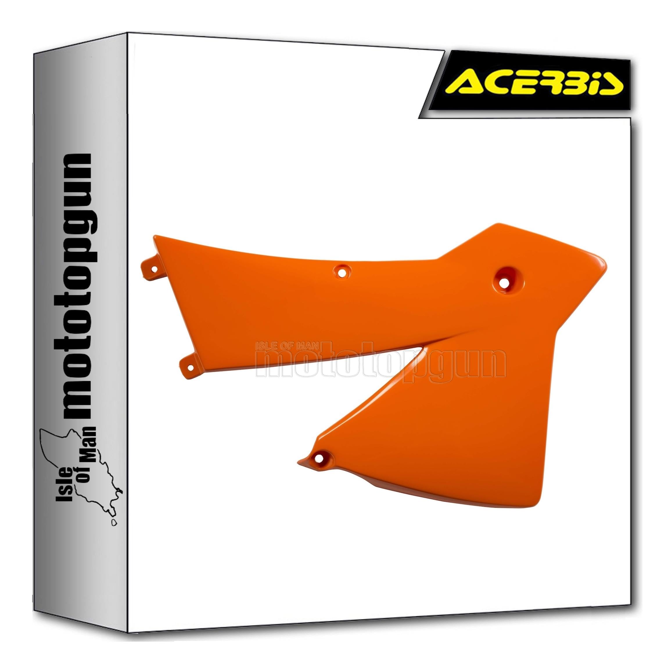 Radiator scoops orange Acerbis pour remplacer les carénages cassés de KTM MXC 525 2003