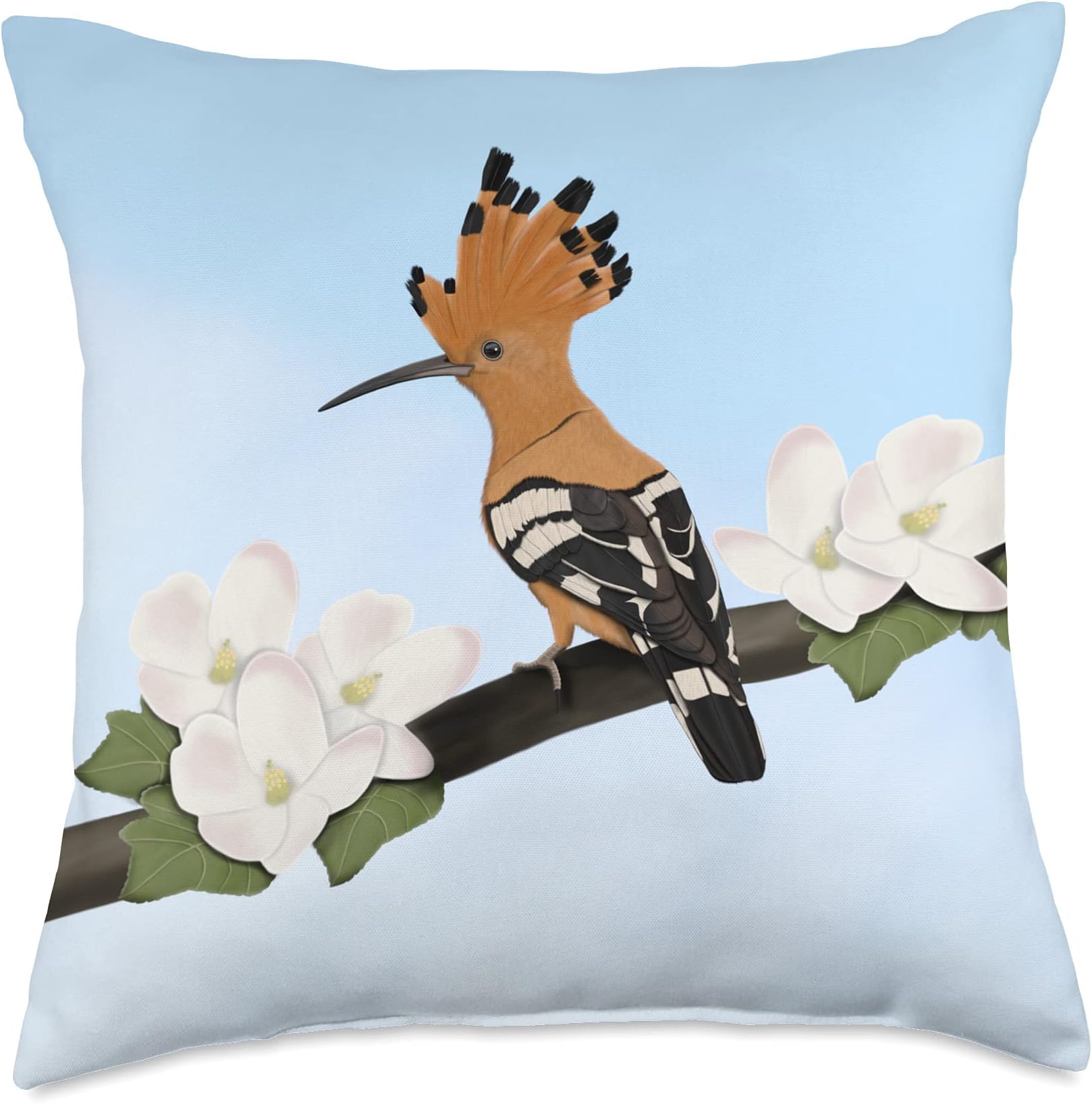 Hoopoe Bird Art Birdlover Birdwatcher Animal Biologist Throw Pillow, 18x18, Multicolor