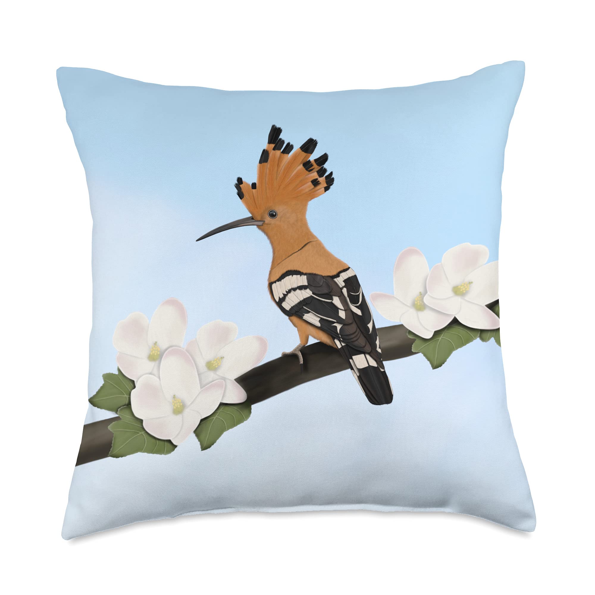 Hoopoe Bird Art Birdlover Birdwatcher Animal Biologist Throw Pillow, 18x18, Multicolor