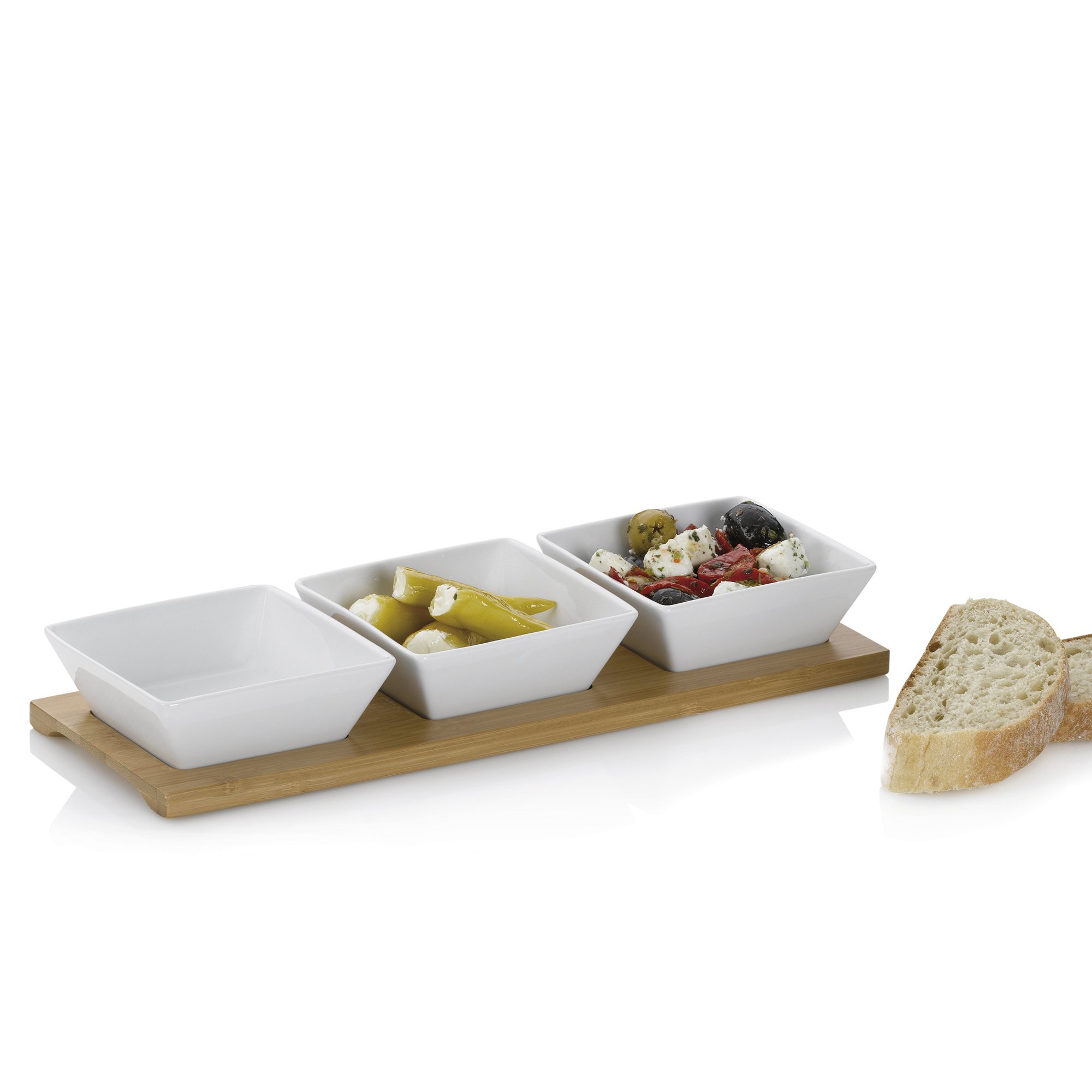 kela weiß Schalen-Set Philipa Porzellan 4tlg 33,5x12,0x5,0cm, 33.5 x 12 x 5 cm (Packung mit 2)