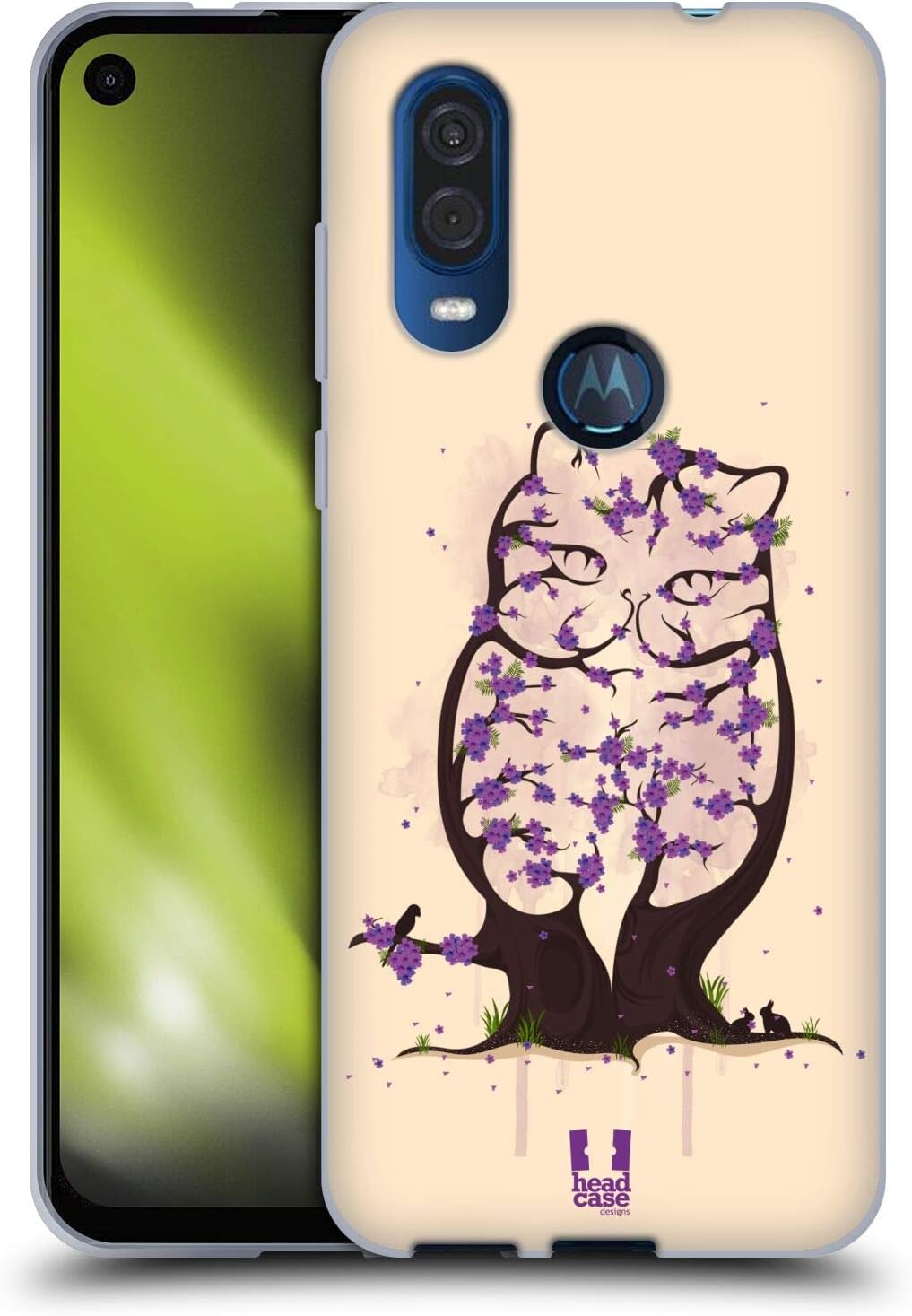 Head Case DesignsJacaranda Cat Wildlife In Bloom Soft Gel Case Compatible With Motorola One Vision