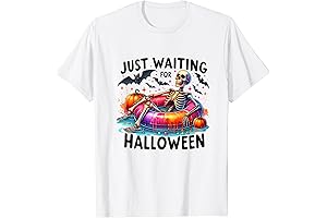 Funny Just Waiting For Halloween Skeleton T Shirts Spooky