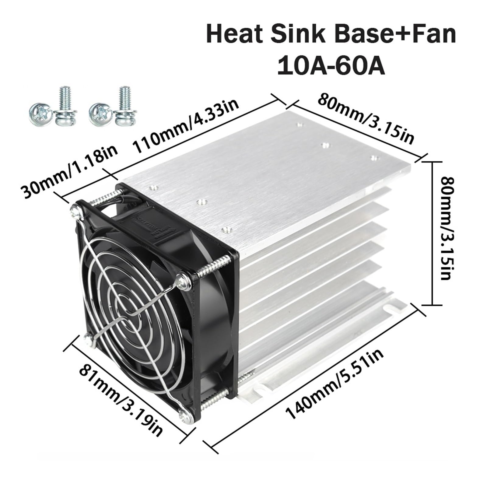Trójfazowy moduł przekaźnikowy DC/AC 10A 25A 40A 60A 80A 100A 120A 150/200A SSR 5-32 VDC do 24-480 VAC Radiator (wentylator bazowy 10-60A)