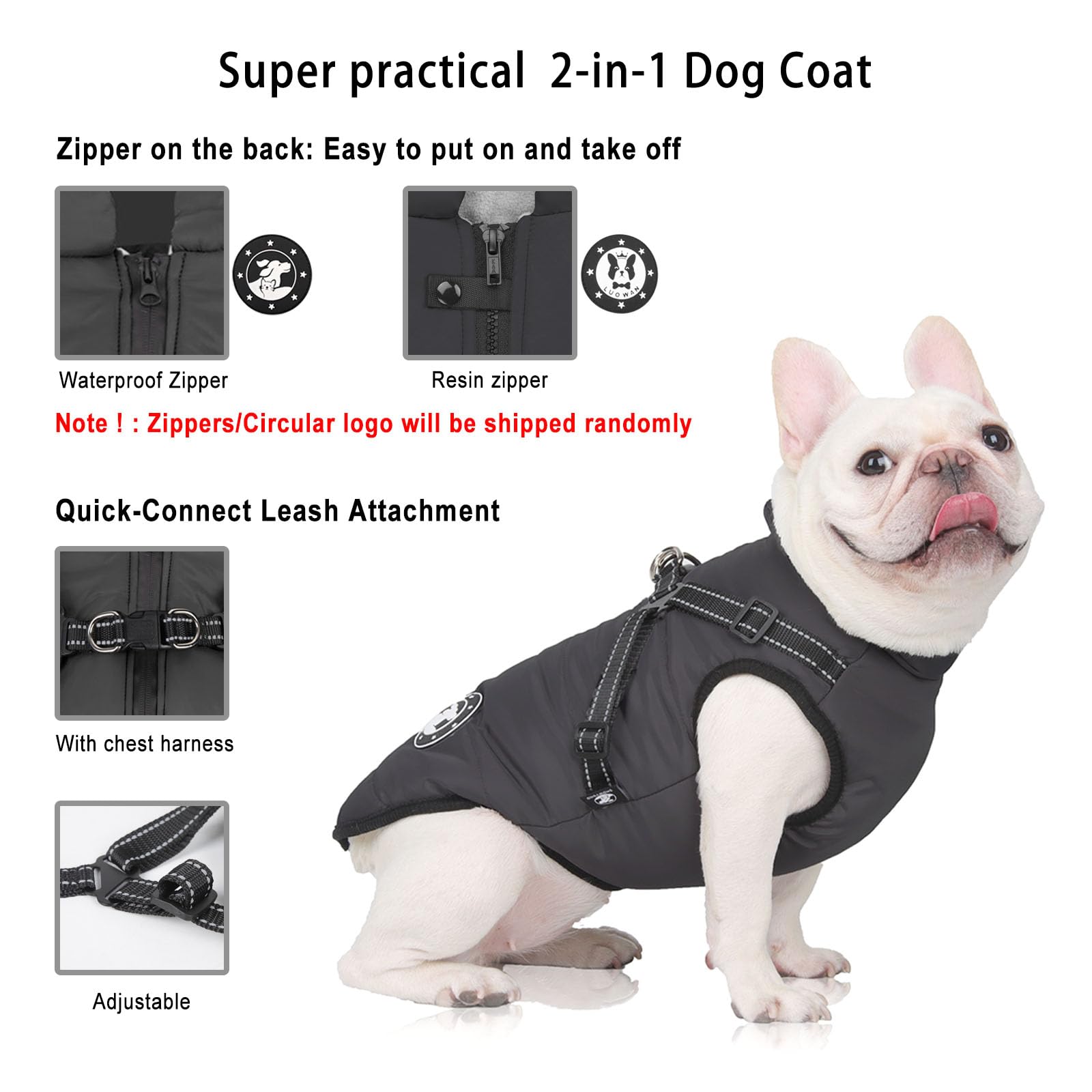 Cappotti per cani impermeabili con imbracatura Vestiti per cani caldi e confortevoli Lavabili in lavatrice Design a strisce riflettenti Resistente anello a D da mettere e togliere comodamente