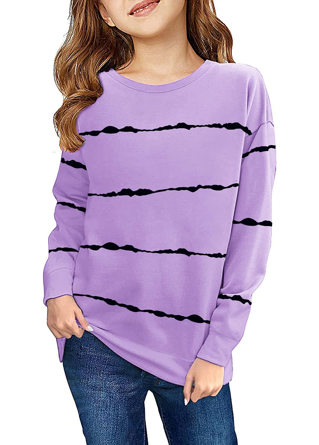 Haloumoning Sudadera Niña Rayas Cuello Redondo Niños Jersey Casual Manga Larga Tops