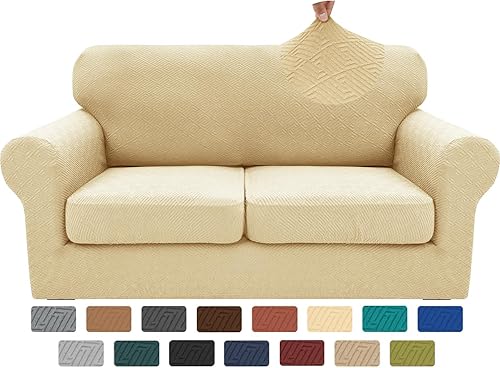 Miniatura 52 de XINEAGE - Fundas para sofá de 3 piezas, para sofá de 2 cojines extragrandes, funda súper elástica para sofá de 2 asientos, funda universal para sofá