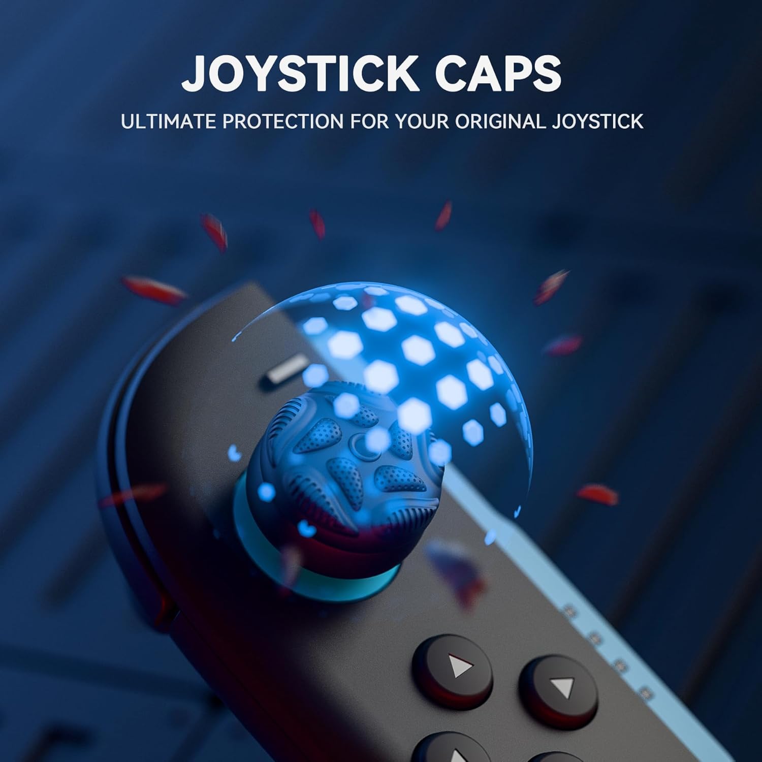 PlayVital for Switch 2 Thumbs Cushion Caps Thumb Grips (4-Pack) | Silicone Joystick Grip Cover for Nintendo Switch 2 Joycon, Anti-Slip Raindrop Texture Design - Black - Image 3