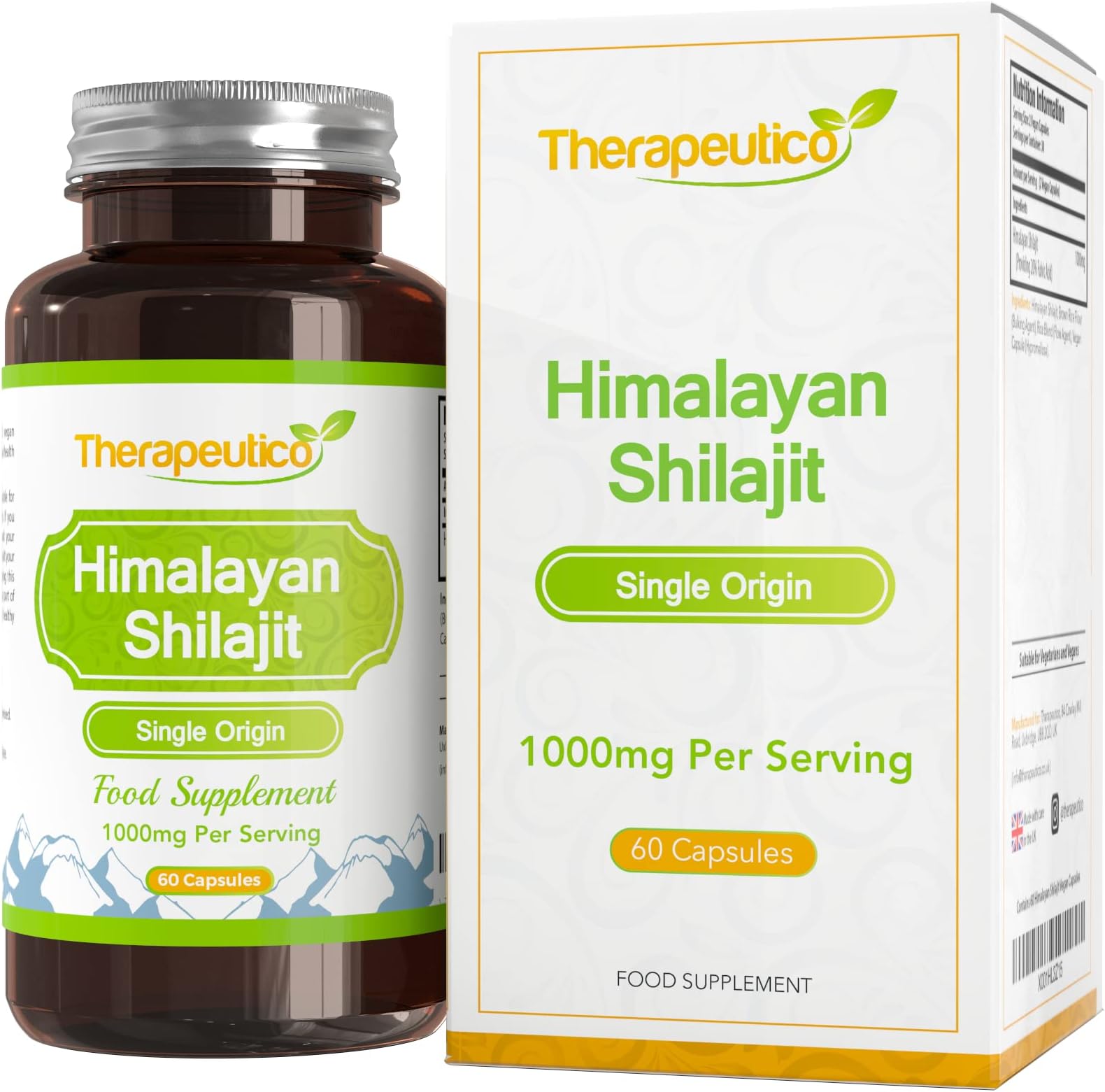 Himalayan Shilajit Capsules | 100% Pure | Single Origin | 1000mg Serving | No Artificial Fillers, Binders, Preservatives | 60 Vegan Capsules | Non-Chemical Extraction