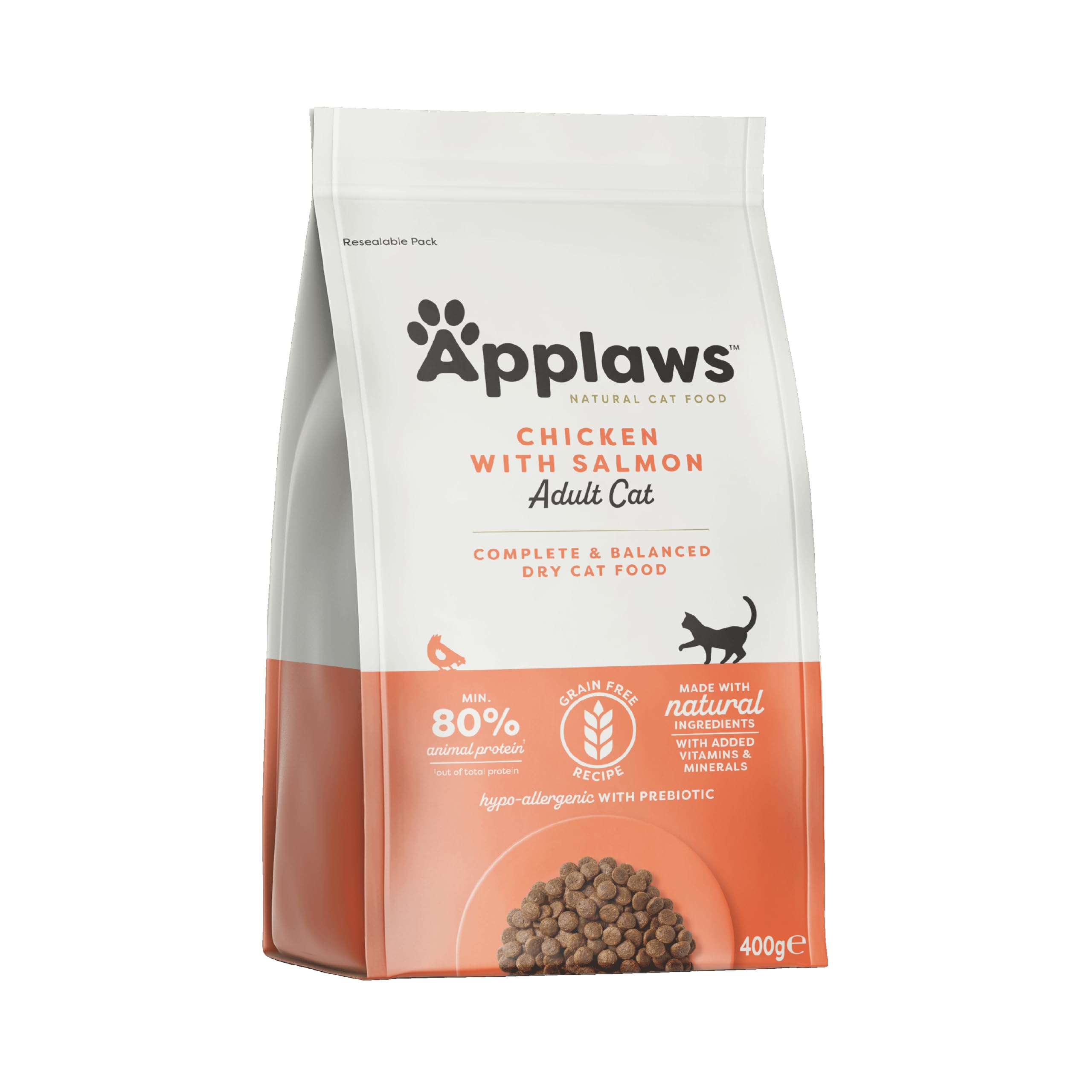 Applaws Complete and Grain Free Adult Dry Cat Food, Chicken with Salmon 1 x 400g Bag