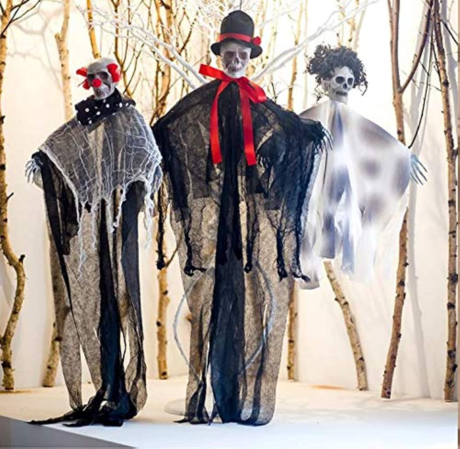 N/P 3 pcs Halloween Hanging Ghost Flying Ghost for Halloween Decoration Haunted House Props Scary Skeletons Wall Decor for Indoor/Outdoor House Pub Party Decorations Supplies