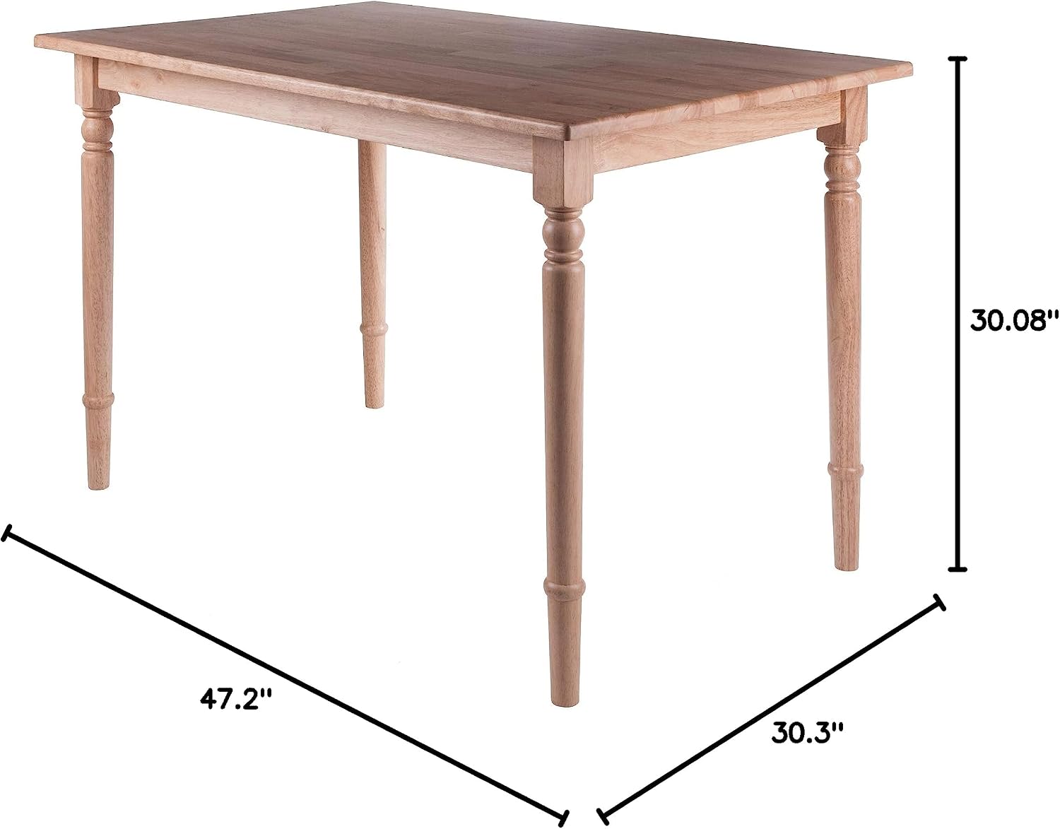 Ergode Wood Ravenna Dining Table - Vintage Charm, Solid Wood, Natural Finish - Seats 4, 47" Width - Farmhouse Style - Easy Assembly - Dimensions: 30.3" H x 47.2" W x 30.3" D