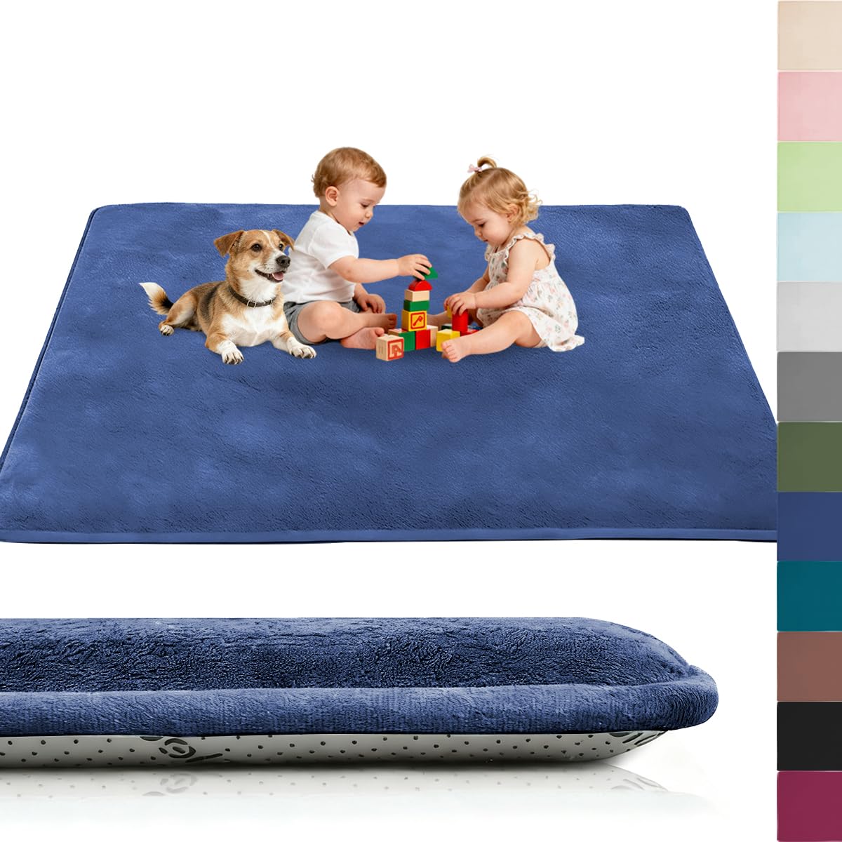 Voxirum Coral Velvet Rug for Children, Crawling Rug Baby, 0.78in Thick Memory Foam Rug, Extra Soft Activity Floor Mat, Non Slip Crawling Mat for Toddlers, Infants, Kids, Yoga Mat, 40 x 80 cm — image 1