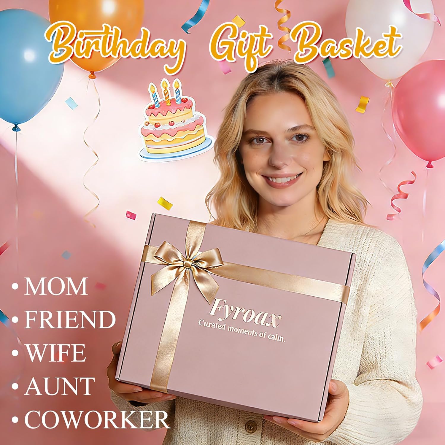 Birthday Gifts for Women, 8pcs Unique Happy Birthday Gift Basket for Mom, Sister, Best Friend, Coworker | Self Care Set with Blanket & Tumbler