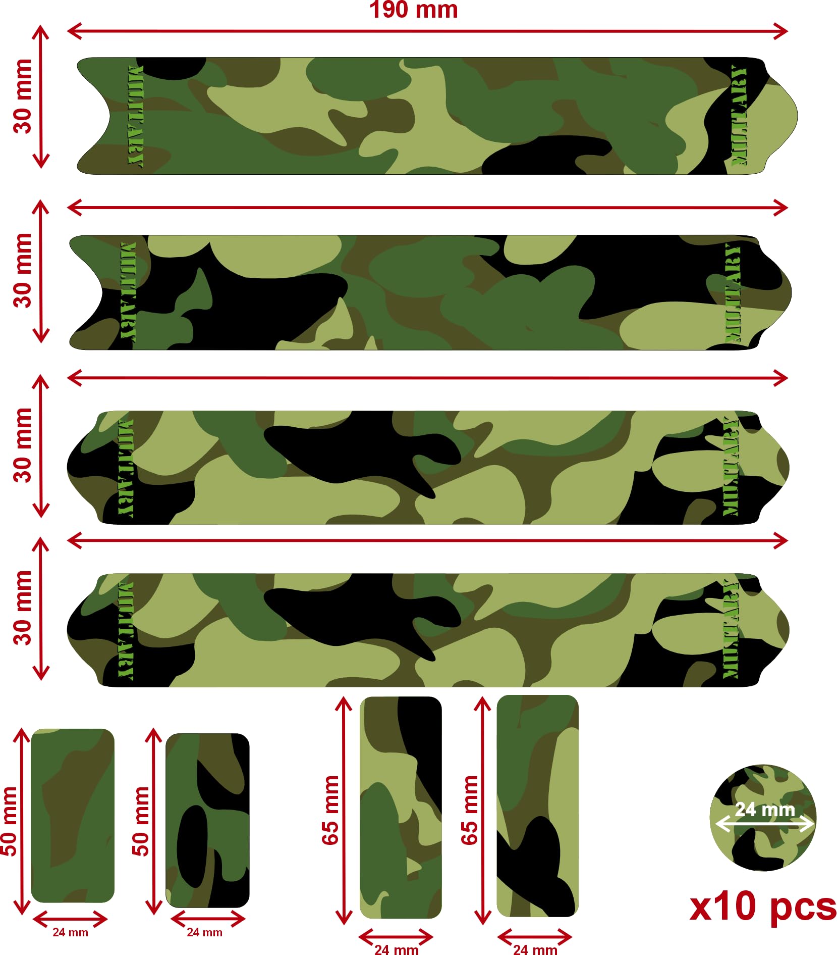 Adesivo Protezione Telaio Bici Militare - Decalcomania Cover Per MTB - Rosso