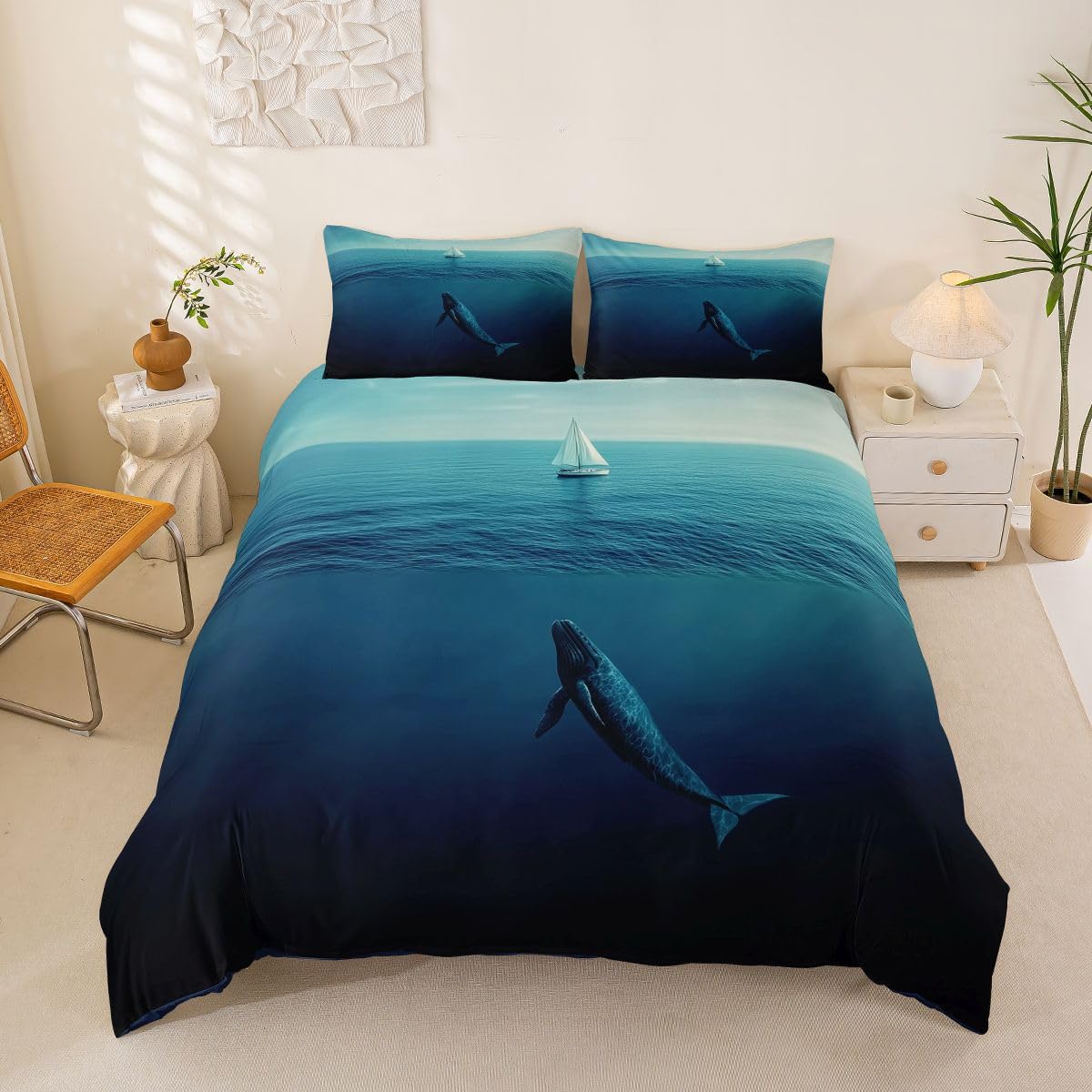 Homewish Shark Super King zestaw pościeli okrutny rekin poszewka na kołdrę ocean zwierzę poszwa na kołdrę podwodny świat oaza zestawy łóżek