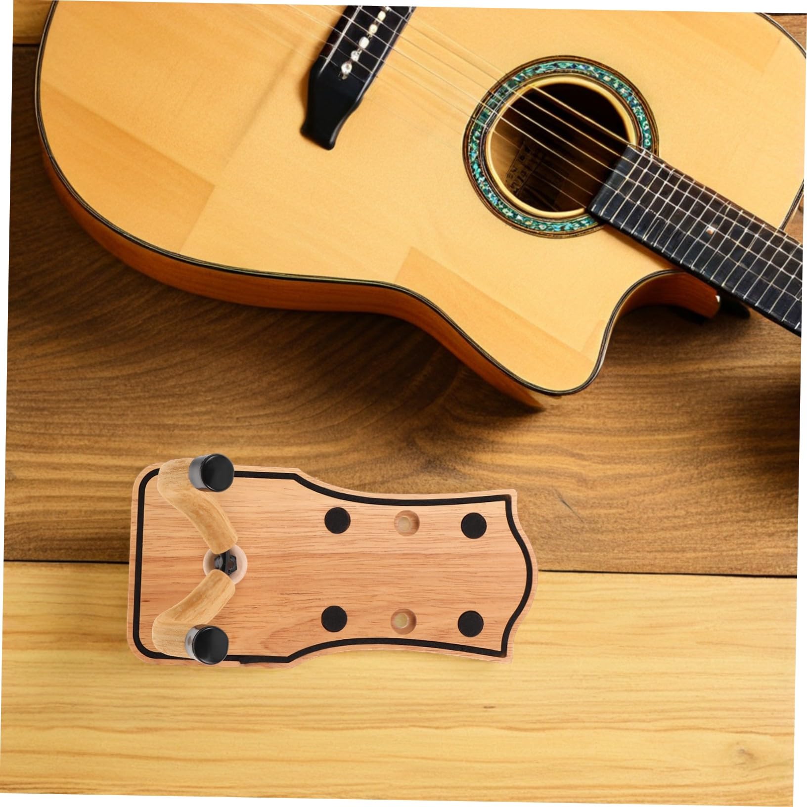 Abaodam Supporto da Parete per Chitarra in Legno Stabile Gancio per Chitarre Acustiche Elettriche Basso e Ukulele Facile da Installare per Casa Studio e Festival