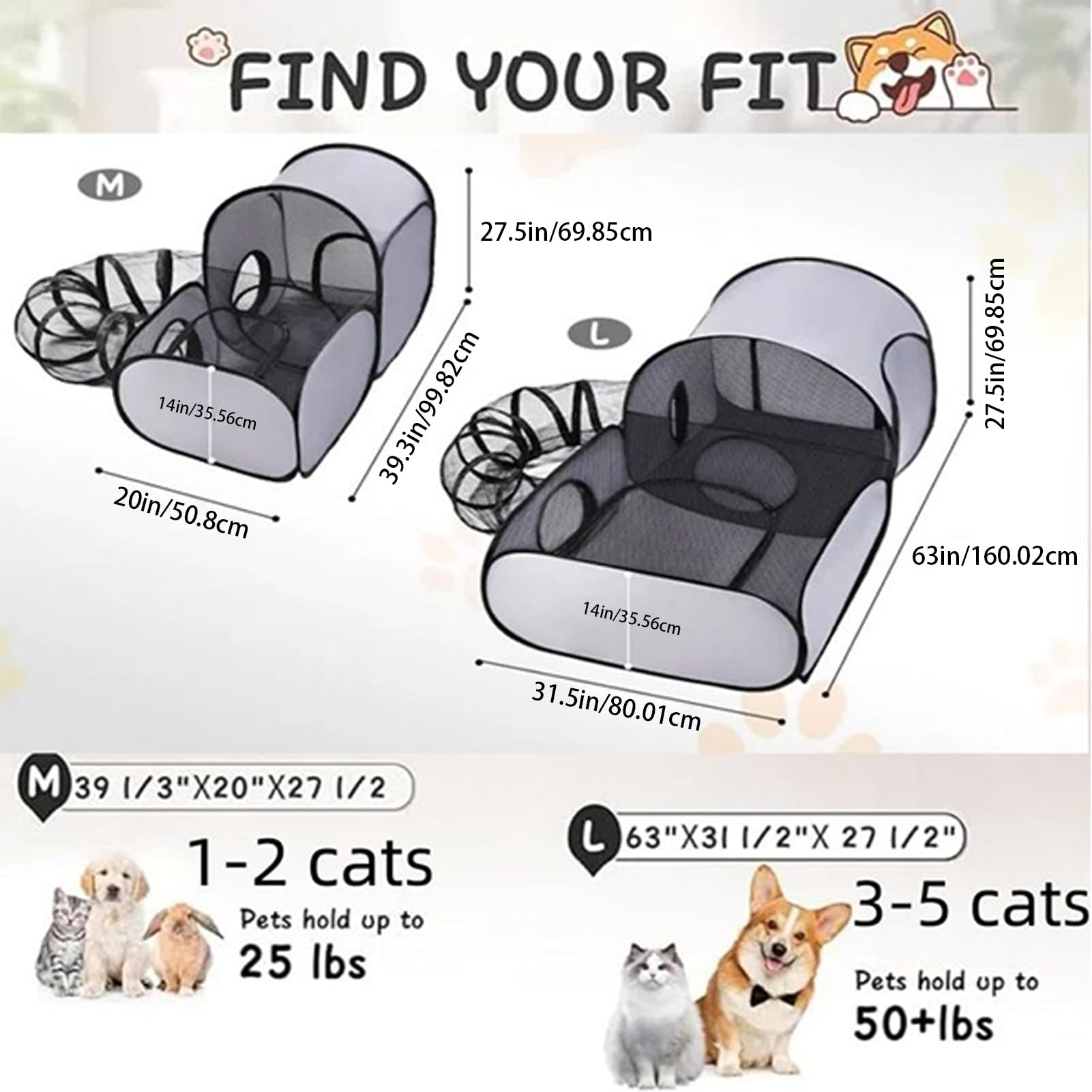 Parque para Gatos | Corral para Gatitos con Túnel Y Tienda para Gatos | Estructura Plegable con Túnel Y Juguetes Interactivos para Gatitos Y Cachorros En Interior Y Exterior