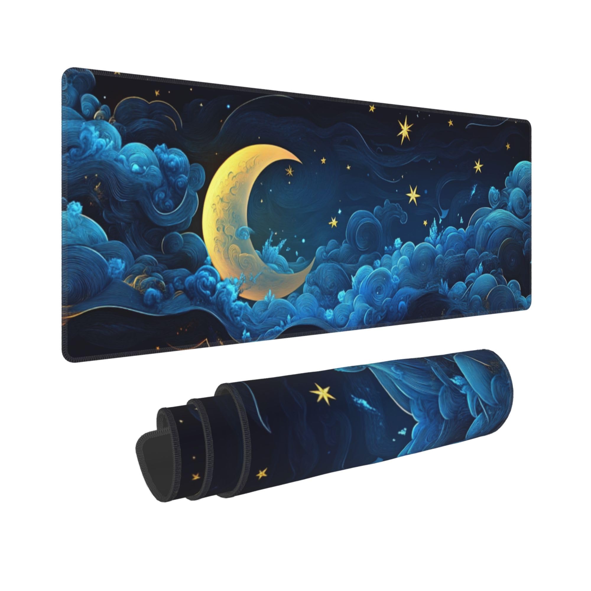 Moon Mouse Pad Gaming Large Desk Mat Cute Mousepad for Desktop Protector Decor Non-Slip Waterproof for Computer Office Home