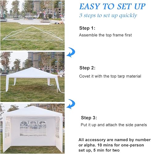 Miniatura 6 de Simply-Me Gazebo para exteriores de 10 x 10 pies, carpa blanca para fiestas, bodas, portátil, impermeable, para eventos al aire libre, refugio,