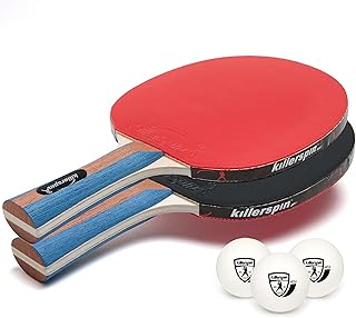 Killerspin Jet Set 2 Conjunto Premium, conjunto de tênis de mesa com 2 pás de ping pong e 3 bolas de ping pong, raquete de tênis de mesa perfeita para brincadeiras consistentes e precisão