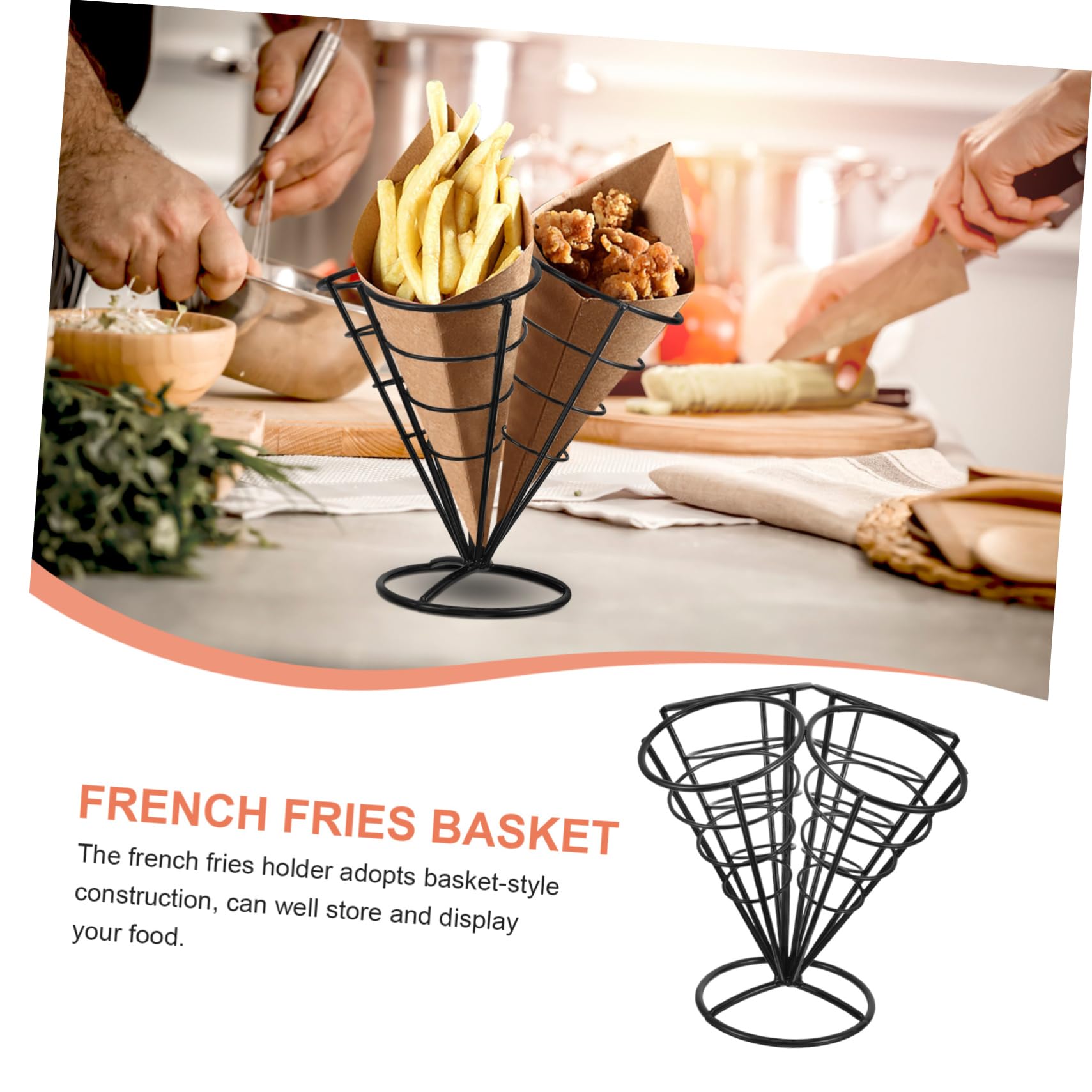 4fori Porta Snack in Filo Metallico Cestino per Patatine in Acciaio Inossidabile Porta-antipasti per Feste e Occasioni Domestiche per Esporre Snack e Cibi Croccanti