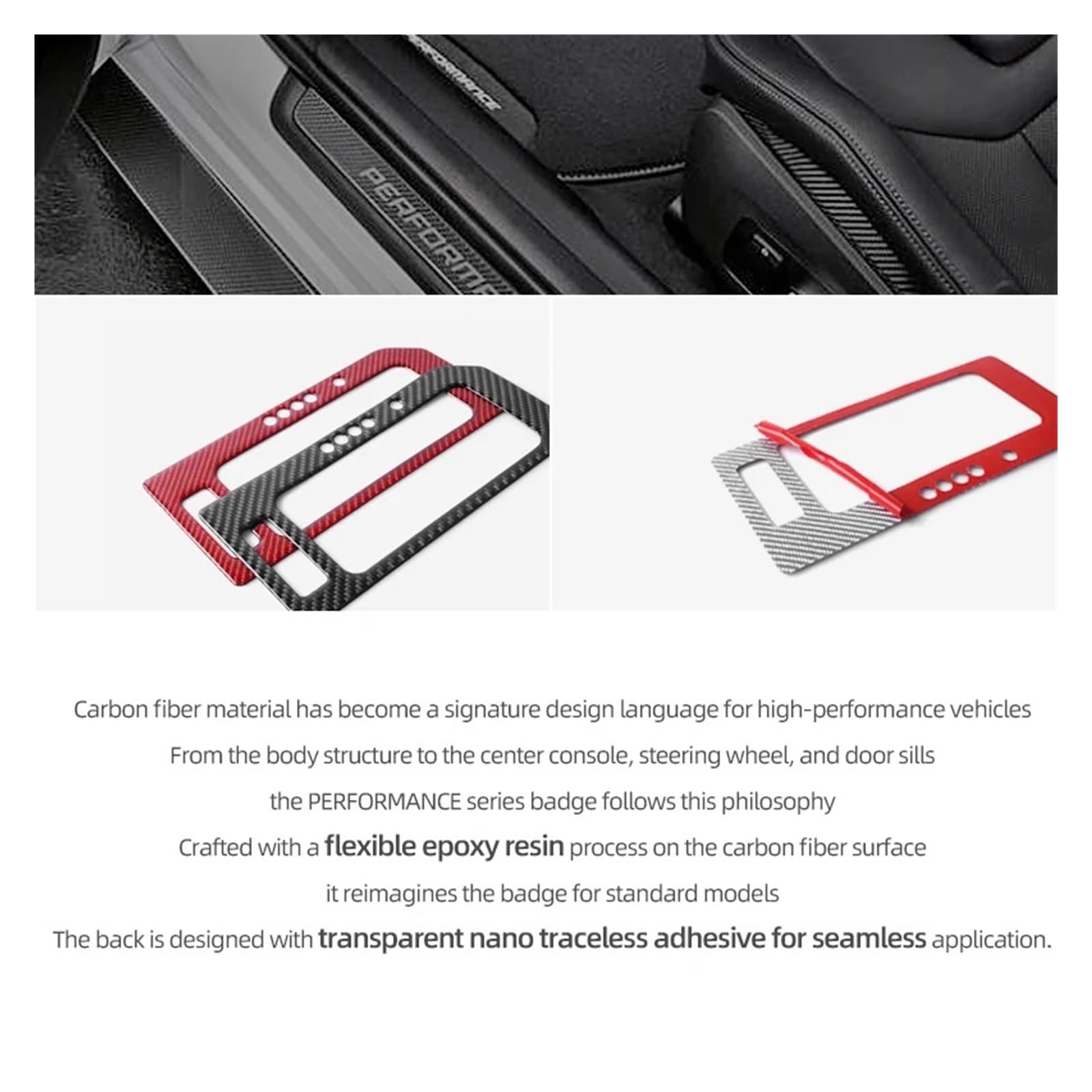 Naklejka ozdobna na konsolę środkową z włókna węglowego na panel zmiany biegów, akcesoria do wnętrza samochodu, kompatybilne z F150 SVT Raptor 2015-2020(Black LHD)
