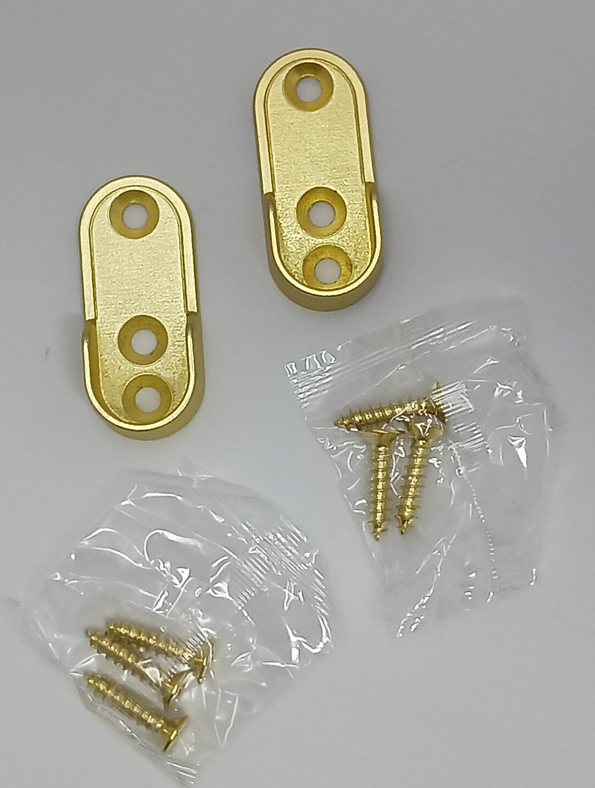 One Pair Screw-In Oval Open Shape End Supports with Installation screws Matt Brass