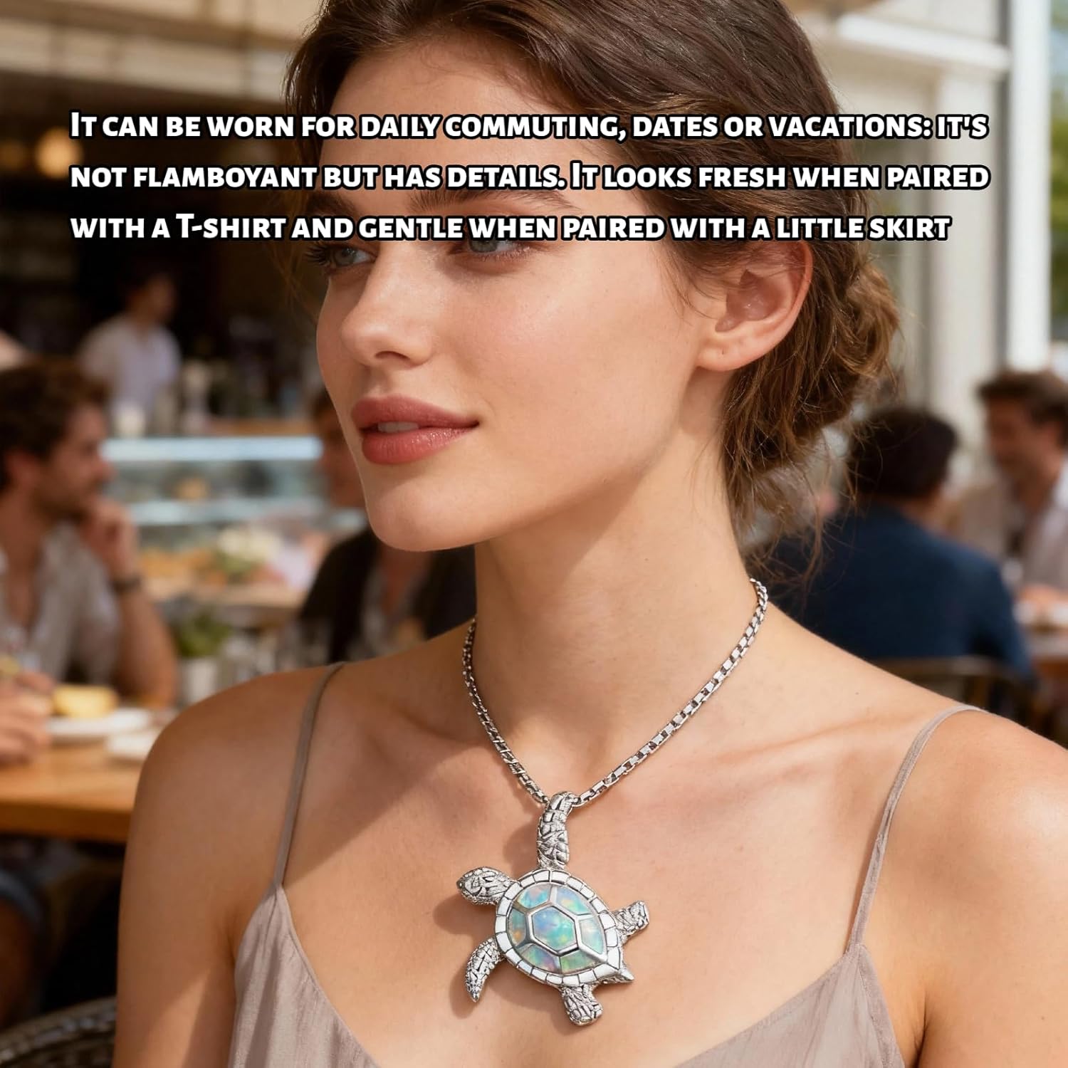 Sea Turtle Pendant Necklace, Cute, Lovely, Adjustable, Silver Plated Link Chain Animal Jewelry for Women Men - Image 7