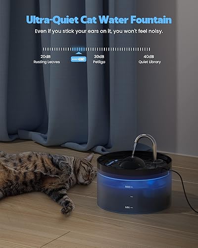Miniatura 4 de Fuente de agua para gatos + 6 filtros + 3 esponjas, fuente de agua para mascotas con bomba ultra silenciosa, filtro de carbón activado que mantiene