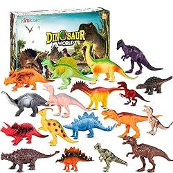 Kimicare Kids Dinosaur Figures Toys, 18 Pcs Jumbo Plastic Dinosaur Toys for Kids 3-5, STEM Educational Realistic Dinosaurs Figurine Playset for Boys Girls Toddlers