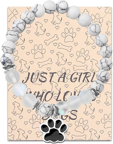 FUSTMW Pulsera con estampado de patas Just for Her Who Loves Dogs Joyas con dijes, regalos para amantes de los cachorros, conmemorativa
