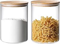 Vista 9 de Soporte para recipiente de almacenamiento de vidrio transparente de 101.4 fl oz/100 onzas líquidas con tapa hermética de bambú, tarro extra grande