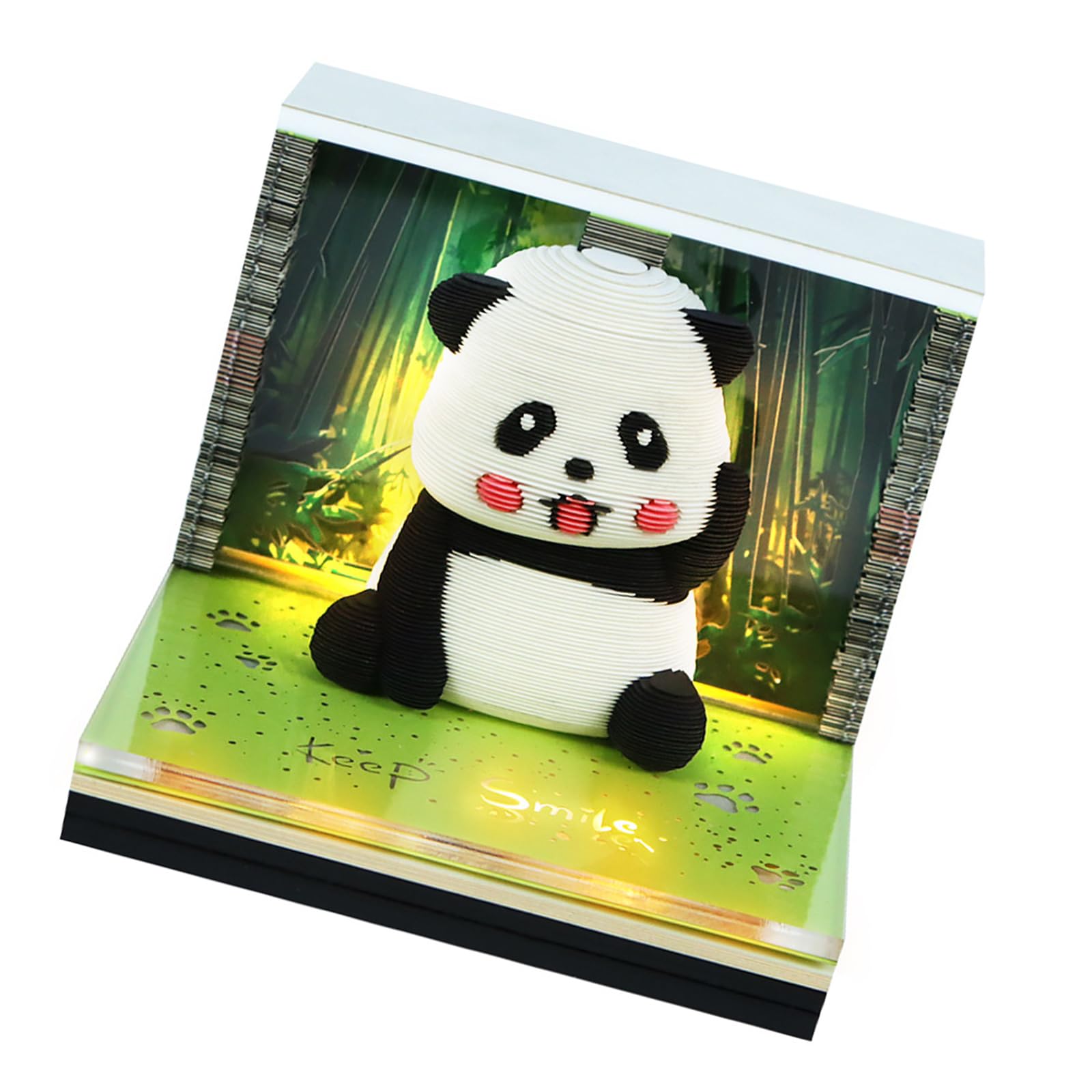 Artistic Tear Away Schreibtisch-Notizblöcke mit LED-Beleuchtung und dekorativer Panda-Skulptur für 2025 Touch-Change LED-dekoratives Notizbuch