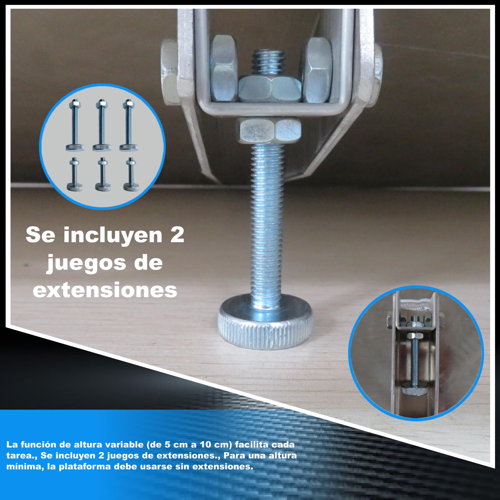 Rampa Umbral Rígida para Sillas de Ruedas Plataforma de Carga Altura Variable Regulable Superficie Antideslizante Aluminio Anodizado 1TR90