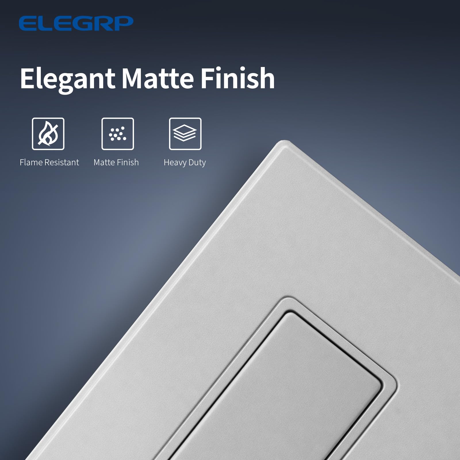 ELEGRP Interruptor de luz decorativo de un solo polo gris mate, 15 A 120/277 V, repuesto de interruptor basculante de pala, interruptor de pared de encendido/apagado, autoconexión a tierra, grado