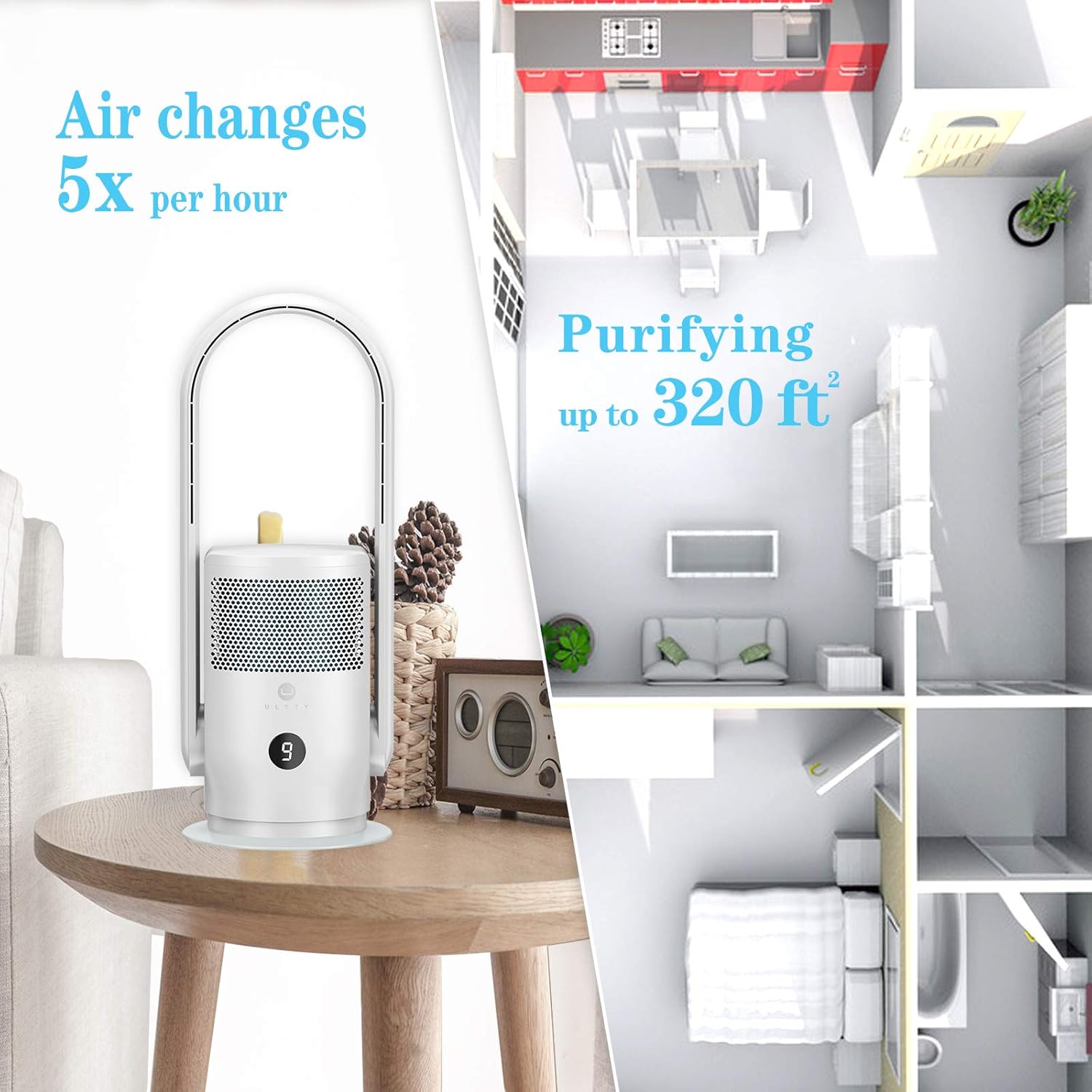 Up To 40% OFF ULTTY Bladeless Tower Fan and Air Purifier in one, True HEPA Filter 99.97% Smoke Dust Pollen Dander, Oscillating Tower Fan with Remote Control R21, White Lowest Price ULTTY Bladeless Tower Fan and Air Purifier in one, True HEPA Filter 99.97% Smoke Dust Pollen Dander, Oscillating Tower Fan with Remote Control R21, White