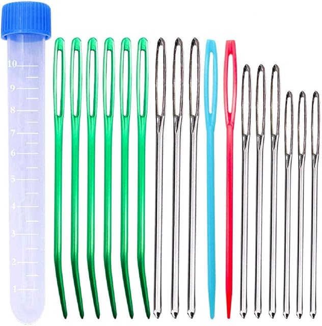 CKANDAY 115 Pcs Jumbo Bent Tip Tapestry Needles, Large- eye Blunt Steel Darning Yarn Needles In box and Plastic Hand Sewing Needles for Knitting Crochet DIY Notions Craft Stitchery Quilting Weaving