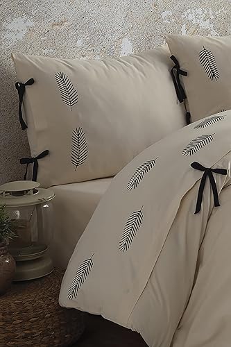 Juego de funda de edredón 100% hecha a mano con elegante estampado de piedra de hoja, juego de funda de edredón de lujo suave hecho a mano, 100%