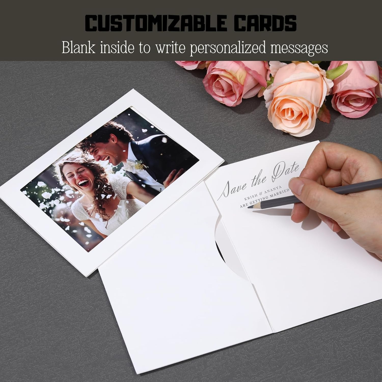 100 Count Photo Frame Cards with Envelopes 4x6 Paper Picture Frame Bulk Cardboard Photo Insert Card Holder for Christmas New Year Wedding Birthday Classroom DIY- White