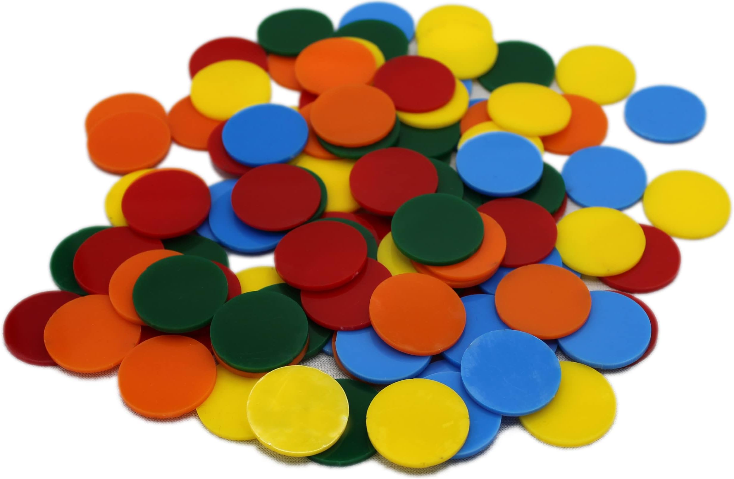Mathworld Plastic 100 pcs Color Tiles Counter Chip Token Circle Mathematics Counting Montessori Manipulatives (1.5 inches)